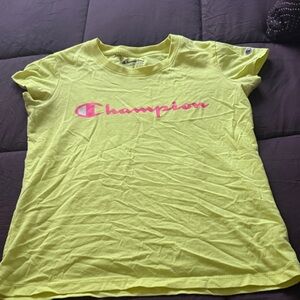 Champion Lemon Tee with Pink Logo